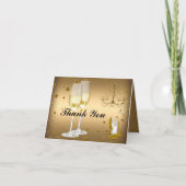 Gouden Champagne & Kroonluchter Dank u kaart (Voorkant)