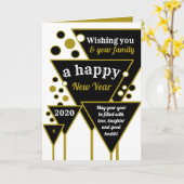 Gouden Champagne, Nieuwjaarsgroet Kaart (Gele Bloem)