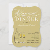 Gouden champagne proefhuwelijksdiner uitnodiging (Voorkant)