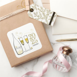 Gouden Champagne Proost Bruisend Stijlvol Chic Nie Vierkante Sticker