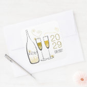 Gouden Champagne Proost Bubbly Stijlvol Chic Nieuw Vierkante Sticker (Envelop)