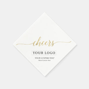 Gouden Cheers Eenvoudig Zakelijk Logo Aangepaste Servet