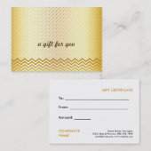 Gouden Chevron Salon en Spa Cadeaubon Kortingskaartje (Voorkant / Achterkant)