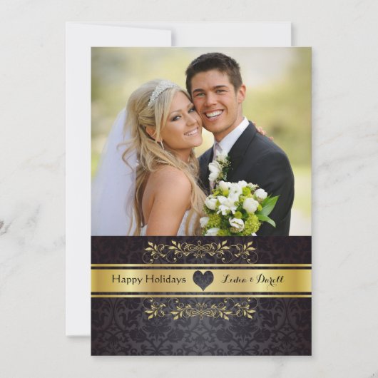 Gouden chic foto kerstkaart (Voorkant)