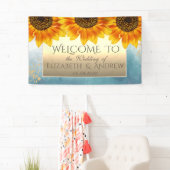 Gouden Chic Zonnebloemen Trouwbanner Spandoek (Insitu)