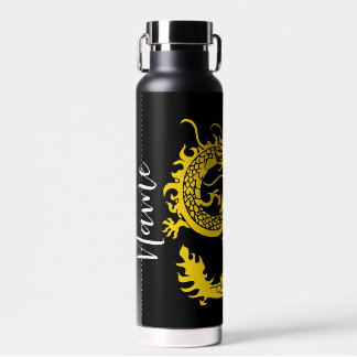 Gouden Chinese Draak esthetisch Mat Zwart Water Waterfles
