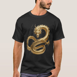 Gouden Chinese Draak Kunst Mythisch Wezen Fantas T-shirt