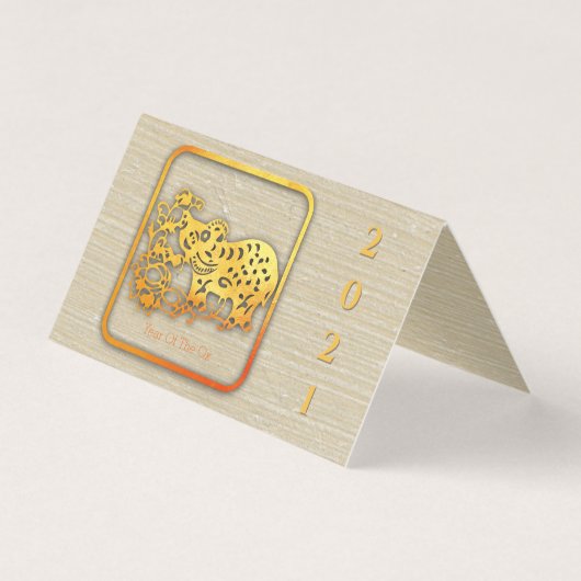 Gouden Chinese Papieren Knip Kunst Os Jaar pak FC Kaart (Voorkant)