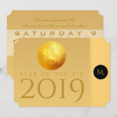 Gouden Chinese Varken Papercut 2019 Monogram Uitno Kaart (Voorkant / Achterkant)