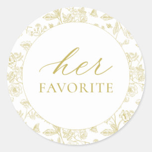 Gouden Chinoiserie Bloemen Haar Favoriete Favoriet Ronde Sticker
