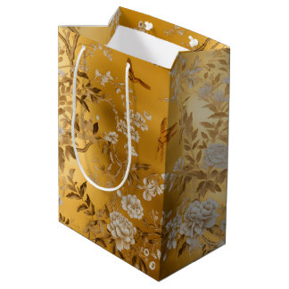 Gouden Chinoiserie Floral Gift Bag Medium Cadeauzakje
