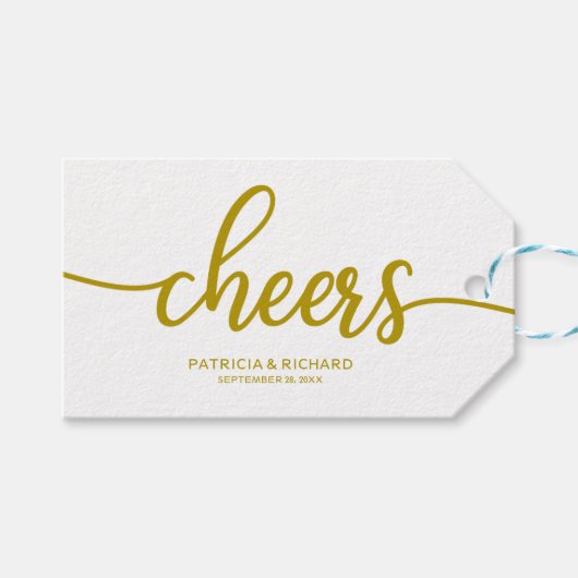 Gouden Chique Calligraphy Cheers Wijnfles Labels Cadeaulabel (Voorkant (Horizontaal))