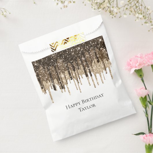 Gouden Chocolade Ice Cream Glitter Druppels Verjaa Bedankzakje (Gezegeld)