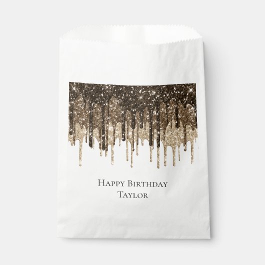 Gouden Chocolade Ice Cream Glitter Druppels Verjaa Bedankzakje (Voorkant)
