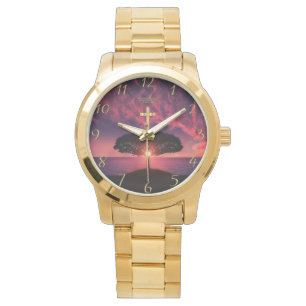 Gouden Christelijk Geloof kruis met grappige spreu Horloge