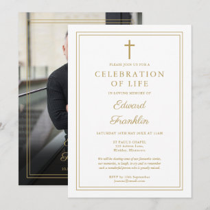 Gouden Christelijke Viering Van Het Leven Funeral Kaart