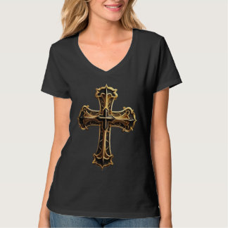 Gouden Christus kruis T-shirt