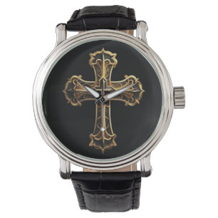 Gouden Christus's Kruis 2 Horloge
