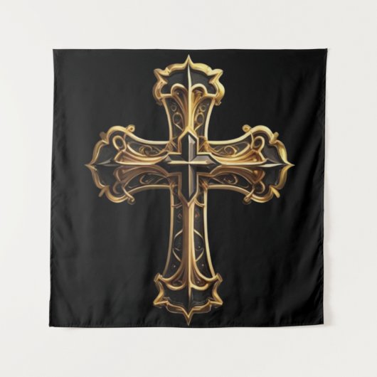 Gouden Christus's Kruis 2 Wandkleed (Voorkant)