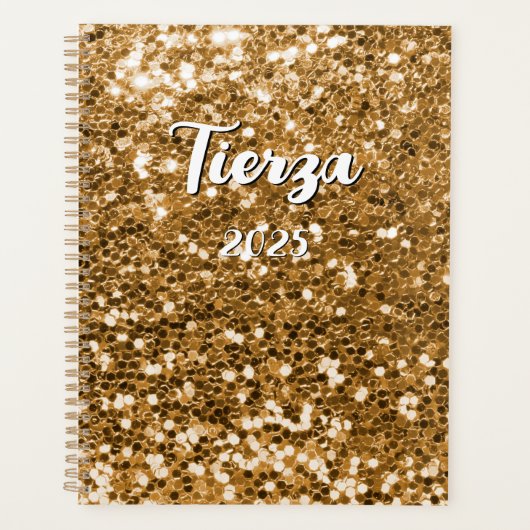 Gouden Chunky Glitter gepersonaliseerd Planner (Voorkant)