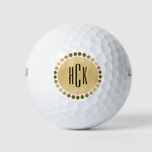 Gouden Cirkel en Stippen Custom Monogram Golfballen