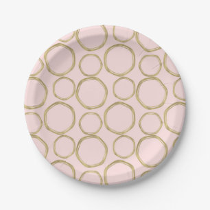 Gouden Cirkels & Blozende Roze Moderne Trendy Chic Papieren Bordje