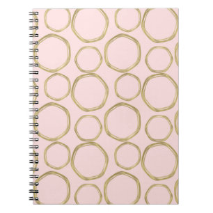 Gouden Cirkels & Blozende Roze Moderne Trendy Notitieboek