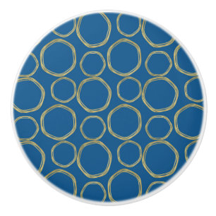Gouden Cirkels & Chic Blauw Modern Trendy Mod Keramische Knop