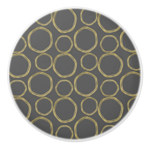 Gouden Cirkels & Chic Grijs Modern Trendy Mod Keramische Knop