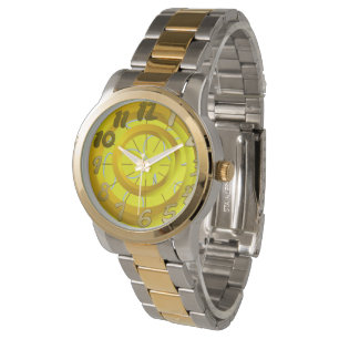 Gouden Cirkels Gele Lussen Time Watch Horloge