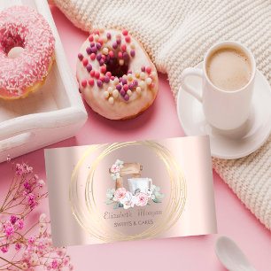 Gouden Cirkels Glitter Mixer Bloemen Roze Goud Visitekaartje