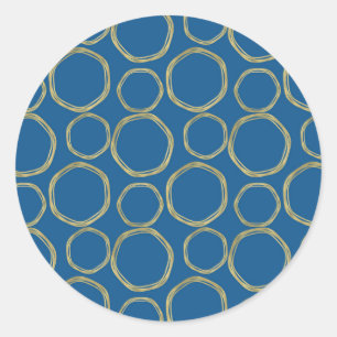 Gouden Cirkels & Helderblauw Modern Trendsettend Ronde Sticker