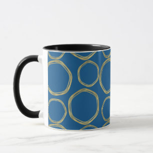 Gouden Cirkels & Helderblauwe Moderne Trendy Mok