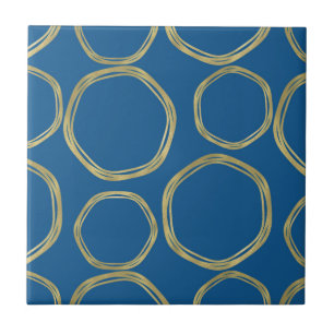 Gouden Cirkels & Landelijke Aqua Blauw Chic Modern Tegeltje