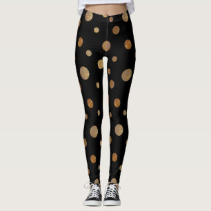 Gouden Cirkels Polka Dots Geometrisch Zwart Leggings