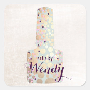 Gouden Cirkels Poolse fles Nail Salon Manicurist Vierkante Sticker