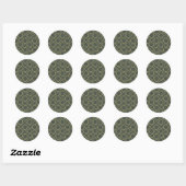 Gouden Cirkels & Rustieke Olijfgroene Moderne Tren Ronde Sticker (Vel)