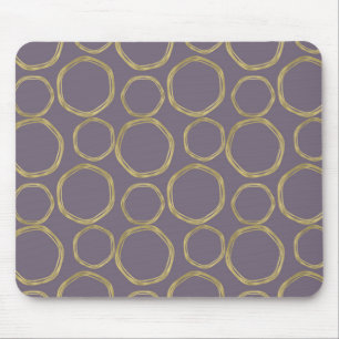 Gouden Cirkels & Rustieke Taupe Paarse Moderne Tre Muismat