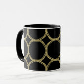 Gouden Cirkels & Zwart Modern Trendy Chic Glamour Mok (Voorkant links)