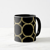 Gouden Cirkels & Zwart Modern Trendy Chic Glamour Mok (Voorkant rechts)
