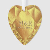 Gouden Citrien Waterverf Hart Bruiloft Jubileum Ornament (voorkant)