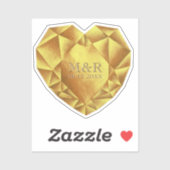 Gouden Citrien Waterverf Hart Trouwverjaardag Sticker (Vel)