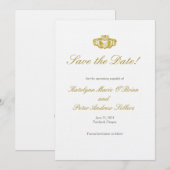Gouden Claddagh Ring Save the Date Kaart (Voorkant / Achterkant)
