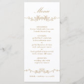 Gouden Classic Bloemen Border Wedding Menu (Voorkant)