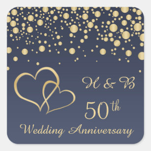 Gouden confetti 50e bruiloft Jubileum Sticker