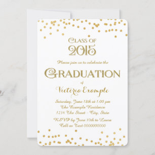 Gouden Confetti Afstudeer Uitnodiging