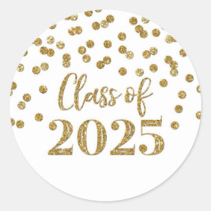 Gouden Confetti Afstuderen 2025 Ronde Sticker