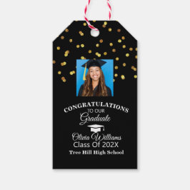 Gouden Confetti Afstuderen foto afstudeerfeest Cadeaulabel