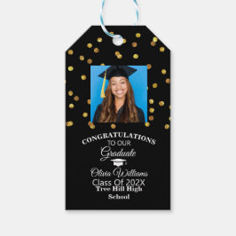 Gouden Confetti Afstuderen foto afstudeerfeest Cadeaulabel