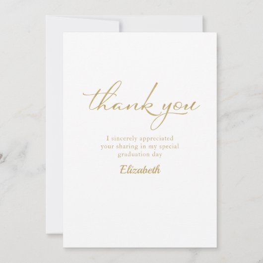 Gouden Confetti Afstuderen Foto Dank u Bedankkaart (Achterkant)